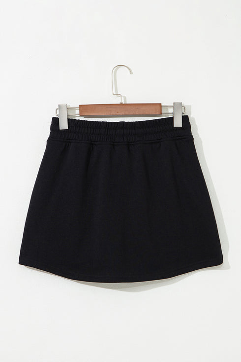 Sequin Western Cowboy Patch Lace Up High Waist Skort